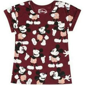 Disney Mickey Mouse All Around Maroon Tee